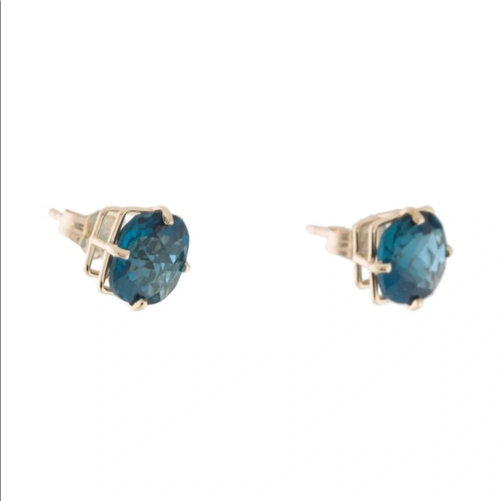 Brand New 14K Gold Topaz Stud Earrings